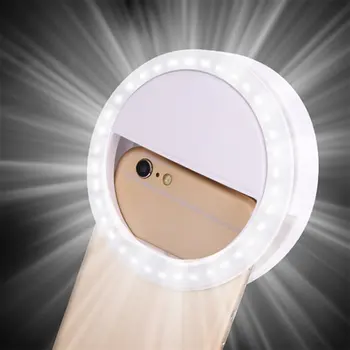 Nešiojamas USB Mokestis Selfie Žiedas Šviesos Blykste LED Telefono Kamera Auto Flash Žiedas Šviesos Stiprinimas Fotografija 