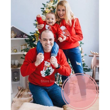 Kalėdų Šeima Atrodo Atitikimo Apranga Pižama Mama Tėtis Kūdikių Kalėdos Šalies Porų Lokys Modelis Momand Man Megztinis Drabužiai