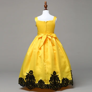 Siuvinėjimo Tuščiaviduriai Princesė Vakare Šalies Ilga Suknelė Su Gėlių Elegantiškas Gėlių Mergaitės Suknelė