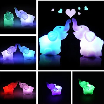 7 Spalvų Keitimas Dramblys LED Nakties Šviesos Lempos Su Baterija Šalis Dekoro Lėlės naktinė lempa Kūdikio Miegamojo Stalo Lempa