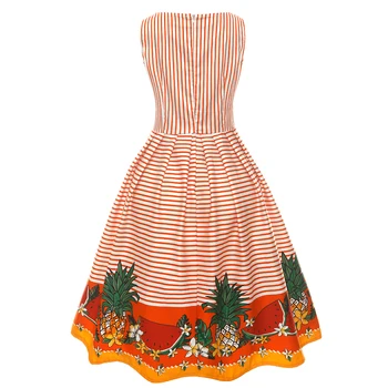 Moterų Suknelė Dryžuota Gėlių Vasaros Drabužių 2019 Rankovių Linija Medvilnės Geltona Sūpynės Tunika Moteris Vintage Retro Office Suknelės