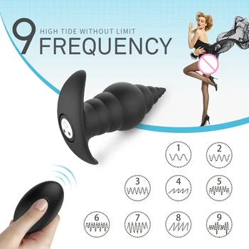 9-Vibracijos Nuotolinio Valdymo Analinis Butt Plug USB Įkrovimo Masturbator Vibratorius