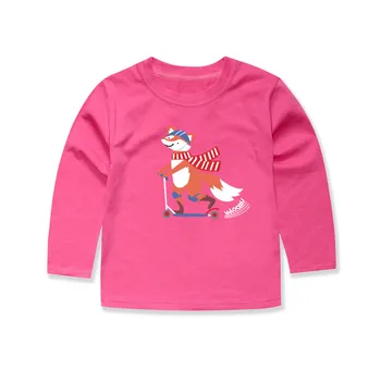 Visą rankovės medvilnės marškinėliai vaikams fox animacinių filmų gyvūnų 3d spausdinimo viršūnes kūdikių marškinėliai baby girl viršūnes berniukai tees