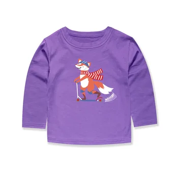 Visą rankovės medvilnės marškinėliai vaikams fox animacinių filmų gyvūnų 3d spausdinimo viršūnes kūdikių marškinėliai baby girl viršūnes berniukai tees
