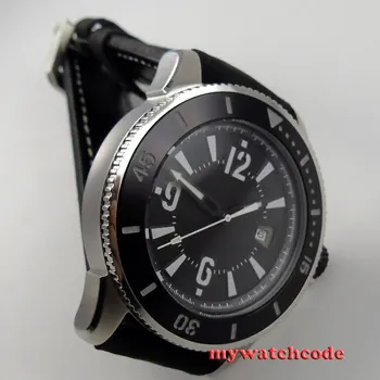 43mm BLIGER black dial šviesos ceramice bezel data mechaninė mens watch 1