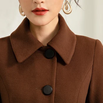 2020 naujas Hepburn stiliaus stabdžių sezono rudens-žiemos žiemos vidurio ilgio universalus aukštos klasės vilnonis vilnonis paltas