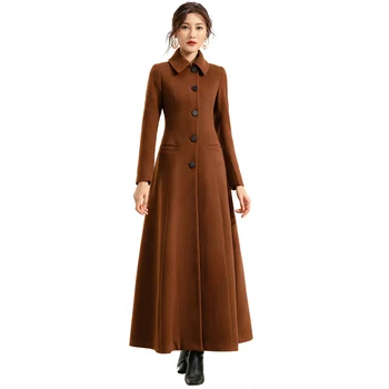 2020 naujas Hepburn stiliaus stabdžių sezono rudens-žiemos žiemos vidurio ilgio universalus aukštos klasės vilnonis vilnonis paltas