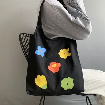 Nauja Japonų Nešti Pirkinių Krepšys Lady 2020 Mielas Gėlių Drobės Pečių Maišą studentėmis Medvilninio Audinio, Eko Shopper Bag