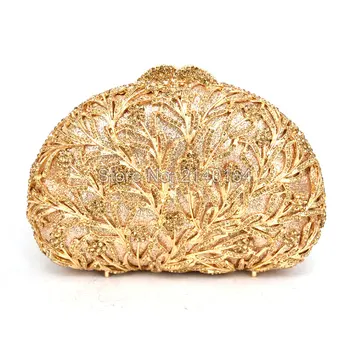 Naujas mados korpuso forma moterys Cluth grandinės vakare maišelį, Prabangūs krištolo ir deimantų tuščiaviduriai Sankabos aukštos kokybės aukso Rankinėje 88620-F