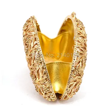 Naujas mados korpuso forma moterys Cluth grandinės vakare maišelį, Prabangūs krištolo ir deimantų tuščiaviduriai Sankabos aukštos kokybės aukso Rankinėje 88620-F
