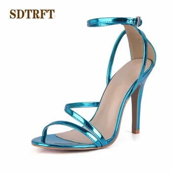 SDTRFT zapatos mujer Vasaros Stiletto sexy sandalai 12cm ploni kulniukai Atidaryti Tne vestuvių bateliai moteris Cross-dirželis siurbliai Plius:35-42 43