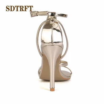 SDTRFT zapatos mujer Vasaros Stiletto sexy sandalai 12cm ploni kulniukai Atidaryti Tne vestuvių bateliai moteris Cross-dirželis siurbliai Plius:35-42 43