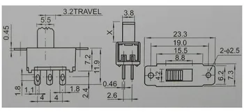 Nemokamas pristatymas 6P 23.3*7.3 mm žingsnio-eilutė:19mm perjungimo jungiklis / pastumkite jungiklį