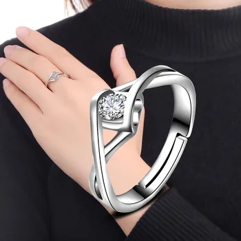 2019 Bižuterijos Elegantiškas Žiedas Moterų Dalyvavimas Vestuvių Moteriška Sidabrinė Baltas Cirkonis Aukščio, Žiedai, Papuošalai Prabangus Dizainas