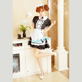 Seksualios Prancūzų Kambarinės Kostiumas Sweet Gothic Lolita Dress Anime Cosplay Bailys, Kambarinės Apranga Plius Dydis Halloween Kostiumai Moterims