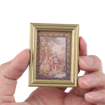 1:12 Miniatiūriniai Lėlių Nuotraukos Aliejaus Tapyba, Freskos Sienos Nuotrauka Doll House Dekoro
