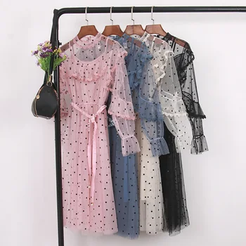 Saldus mados prekinių ženklų moteriškų Drabužių pavasario stiliaus akių šalis suknelės polka dot suknelė perspektyvos vestidos femininos naujas