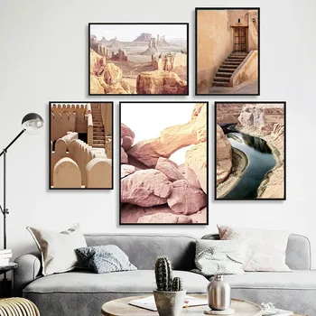 Kanjono Dykumos Upės Gamtos Kraštovaizdžio Drobė Sienos Plakatas Spausdinimo Senovinių Architektūros Meno Tapyba, Dekoratyvinės Nuotrauką Kambario Dekoro
