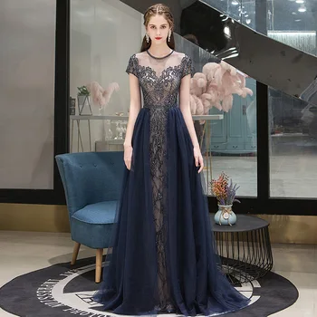 Daug Rankų darbo Puošnios vakarinės Suknelės 2020 Elegantiškas Matyti Per Galinį Grindų ilgis Prabangus Sidabro Pilkos Ilgai Moterų Oficialų Suknelė