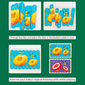 Vaikai Smegenų Medinis Žaislas dvipusis 3D Puzzle Kūrybos Juostelės Krovimas Dėlionės Montessori Žaislas Intelektinės Švietimo Žaislas Vaikams