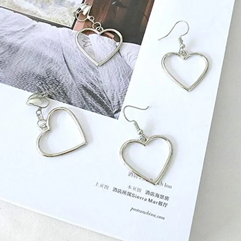 Japonijos Harajuku tuščiaviduriai auskarai geometrinės formos, širdies formos auskarai patinka auskarai be ausis praduria moterų ausies