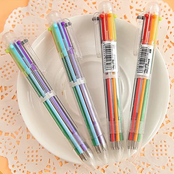 2 Vnt. Plastikiniai rašikliai su įvairių spalvų Modelius, 6 in 1 Multi-colored Stumti Tipo Pen Raštinės reikmenys Mokyklos Raštinės Priemonės ZMONH Tušinukas