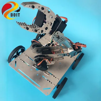 DOIT C600 NAUJAS Robotas Metalo Smart 4wd Automobilių Važiuoklės su Roboto Rankos/Manipuliatoriaus+Gripper/Letena 