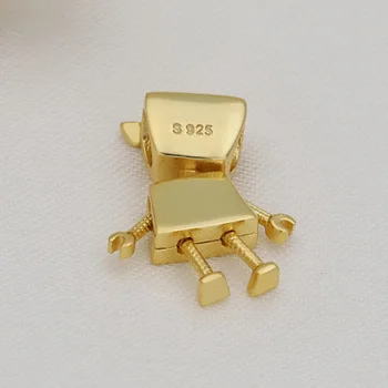 Originalus 925 Sterlingas Sidabro Granulių Aukso Robotas Bella Granulės, Tinkami Pandora Moterys Apyrankę & Karoliai 