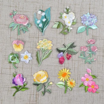 1PC Japan Stiliaus Gėlių Pleistras Geležies Gėlių Pumpurų Lipdukas, siuvinėtos aplikacijos Kokybės mini rožė gėlių dėmės 