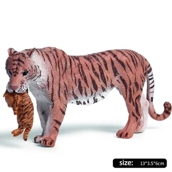 Modeliavimo Statinio Kieto Plastiko Laukinių Gyvūnų Modelio, Raudonos Didelis Tigras Kub Tigrai Nustatyti Pažinimo Žaislas