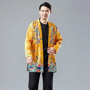 Vyrai Kinų Stiliaus Atsitiktinis Tranšėjos Paltai 2020 M. Pavasarį Spausdinimo Dragon Derliaus Palaidi Tinka Vyriškos Striukės Mados Viršutiniai Drabužiai Aukštos Kokybės