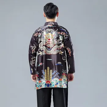 Vyrai Kinų Stiliaus Atsitiktinis Tranšėjos Paltai 2020 M. Pavasarį Spausdinimo Dragon Derliaus Palaidi Tinka Vyriškos Striukės Mados Viršutiniai Drabužiai Aukštos Kokybės