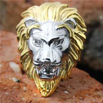 1 vnt Liūto Galvos Žiedas 316L Nerūdijančio Plieno Cool Dizainas Liūtas Karalius Žiedas