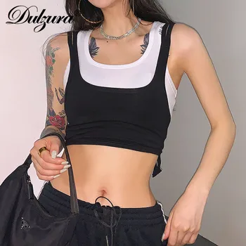 Dulzura medvilnės kratinys moterų pasėlių viršuje tankai bodycon seksualus streetwear šalies klubas kieto 2020 m. vasaros drabužių atsitiktinis festivalis