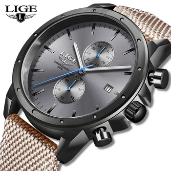 Naujas 2019 Vyrai Žiūrėti LIGE Prekės ženklo Mados Sporto Kvarciniai Laikrodžiai Mens Vandeniui Chronograph Laikrodis Kariniai Laikrodžiai Relogio Masculino