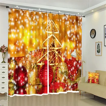 Kalėdų dekoracijos, Prabangūs Blackout Aukso modelio 3D Užuolaidas kambarį Patalynė kambaryje Office Apklotai Cotinas Rideaux