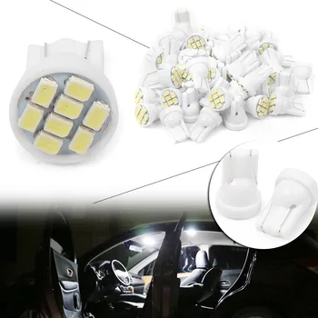 Super Baltos T10 Pleišto 8-SMD 5050 LED Vidaus apšvietimo Lemputės Unviersal Automobilių Molder W5W (194 168) 147 152 158 159 M158 M155