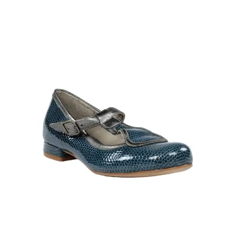 Mėlyna manoletin batų oda patentų. t092x