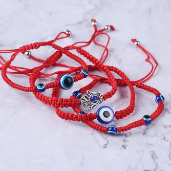 Pasisekė Tinklelio Raudonos String Crystal Eye Apyrankės Mados Turkijos Žavesio Grandinės Apyrankė Blogio Akių Hamsa Palmių Papuošalai Moterų Draugystė