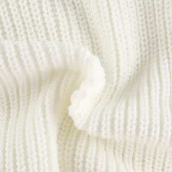 Mados Moterų Rudenį Dryžuotas Megztinis V-kaklo Džemperis Trikotažas Atsitiktinis Gatvės Komplektus Prarasti Puloveriai Baltas Megztas Viršūnės