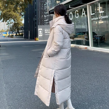 Cotday X Ilgas Korėja Stiliaus Baltos Spalvos Su Gobtuvu Thicked Atsitiktinis 2020 M. Geriausiai Studentų Žiemos Šiltos, Moterų Parko Paltai