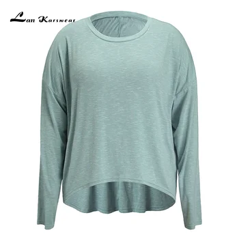Lan Karswear 2019 T-marškinėliai Moterims Atsitiktinis Palaidų ilgomis Rankovėmis O-kaklo Marškinėliai Moterų Žiemą, Rudenį, Viršuje Plius Dydis Drabužių 3XL