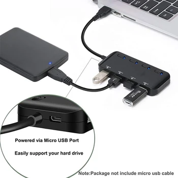 Naujas Atvykimo Mini USB/Tipas-C 3.0 Hub 4 Uostų Nešiojamas kompiuteris, PC Kompiuteris, Nešiojamas USB Maitinimo Sąsajos Perjungti USB Skirstytuvo Adapteris USB Gyv