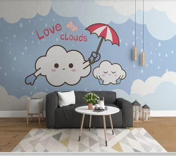Papel de parede Modernių vaikų kambario meilės debesis cartoon tapetai, freskos,svetainė, tv wall miegamojo sienos dokumentų namų dekoro