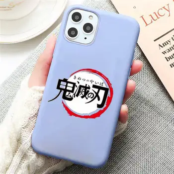 Anime cartoon įdomus Demon Slayer Telefono dėklas Saldainiai Mėlynos Spalvos iPhone 11 12 pro XS MAX 8 7 6 6S Plus X 5S SE 2020 XR