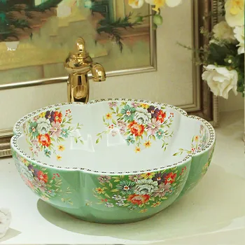Porcelianinis praustuvas vonios šurmulio, vonios, praustuvo dubuo stalviršio gėlių vonios kriaukle Keraminės kriauklės