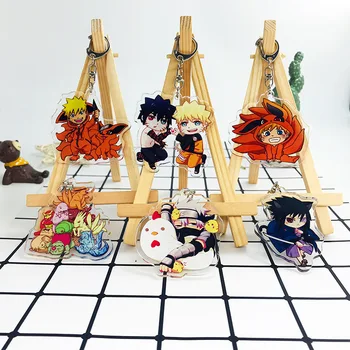 Naruto Keychains Sasuke/itachi/Kakashi Dvipusis Akriliniai Raktų pakabukai Pakabukas Anime Priedai Cartoon NAUJŲ Raktų pakabukai