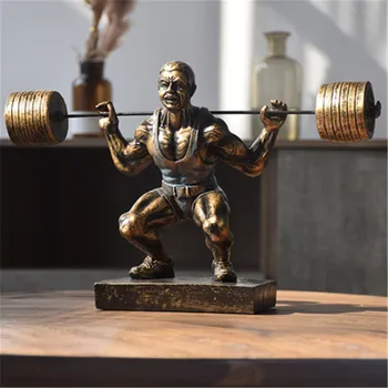 Išgalvotas Kietas Kūrybinės Amatų Retro Weightlifter Dervos Statula Biuro Kambarį Įėjimo mažas statuette Papuošalai