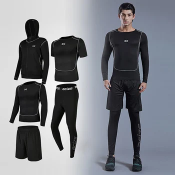 Vyrų sporto suspaudimo kostiumai mokymo drabužių nustatyti mokymo bėgimo sporto bėgimo treniruotės sporto salėje triko dry fit plus size
