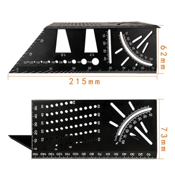 3D Mitre Kampas Medienos apdirbimo Aikštės Dydžio Matuoti Liniuote Išmatuoti Matavimo Priemonė Medienos Vamzdžiai DC156
